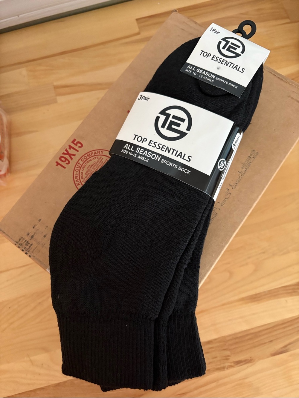 Essentials Black Athletic Ankle Socks - 3 Pair Pack